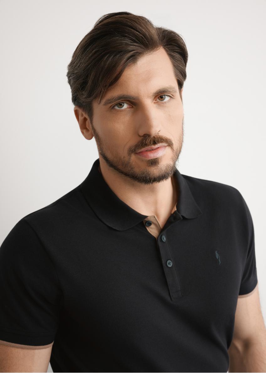 Čierna pánska bavlnená polokošeľa POLMT-0045B-99(W25)