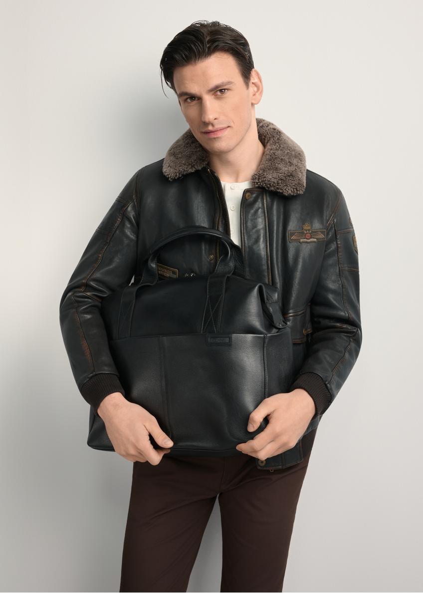 Pánska čierna kožená cestovná taška TORMS-0421A-99(Z25)