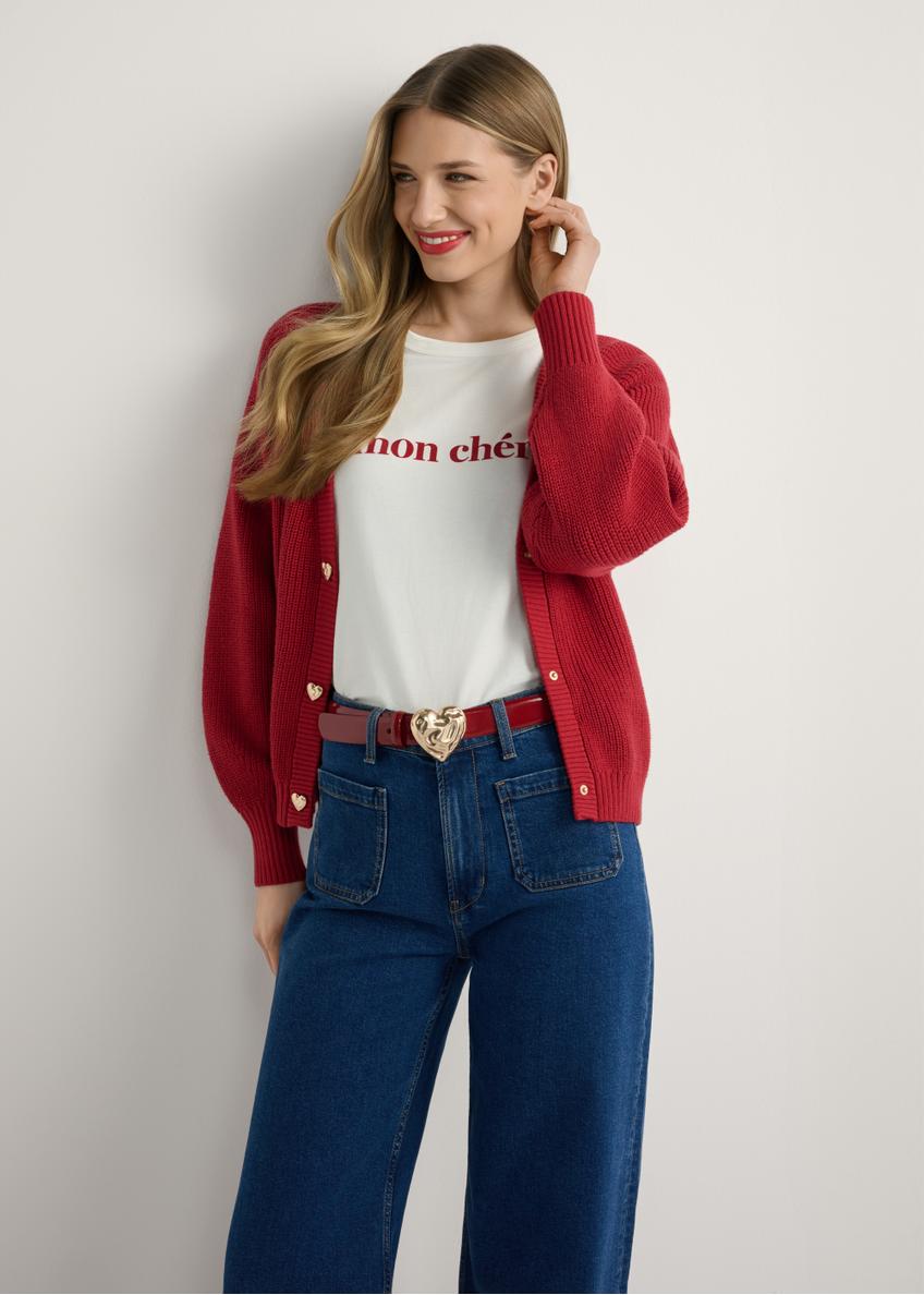 Dámsky červený sveter KARDT-0062-4B(W26)