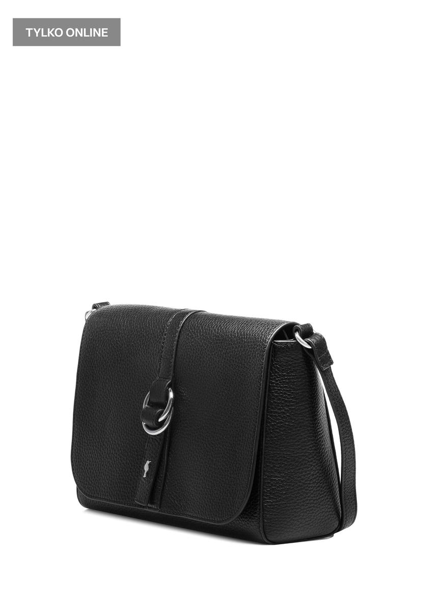 Čierna kožená dámska crossbody kabelka TORES-1073-99(W25)