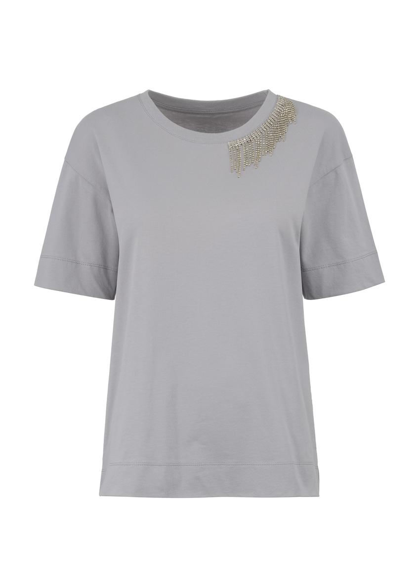 Dámska sivá blúzka so zirkónmi BLUDT-0163-91(W23)-04