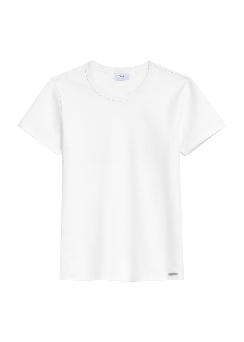 Kremowy bawełniany t-shirt damski TSHDT-0144-0B(Z26)