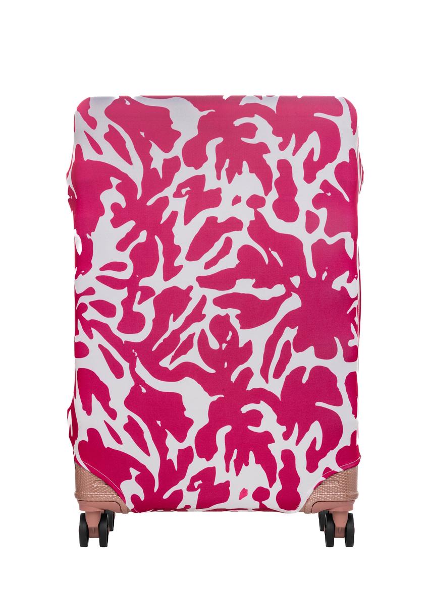 Ružový obal na veľký kufor AW-013-0007-5P-L(W26), pohľad na produkt spredu na kufri.
