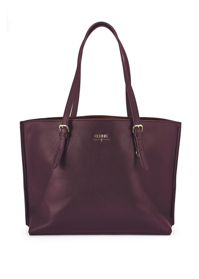 Bordová veľká kabelka typu shopper TOREC-1088-49(Z25)