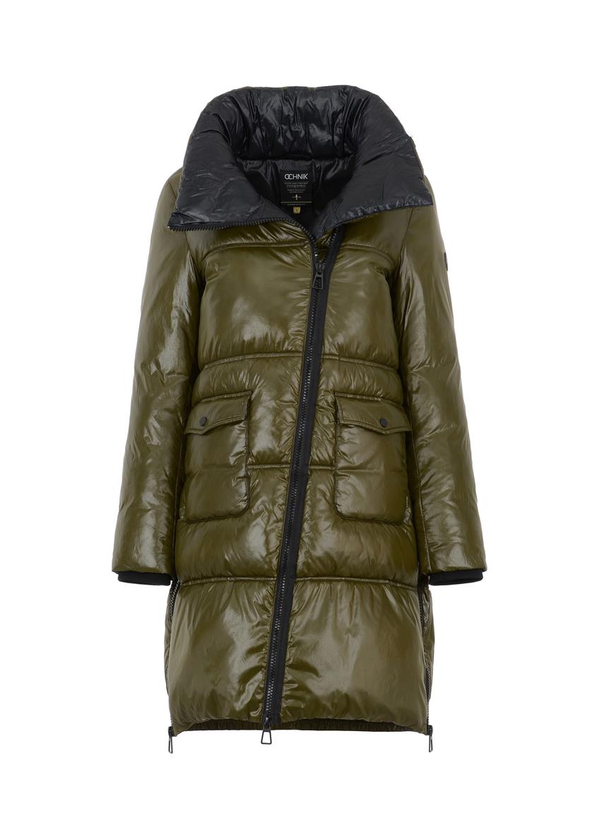 Olivová prešívaná dámska zimná bunda KURDT-0382-57(Z23)-04