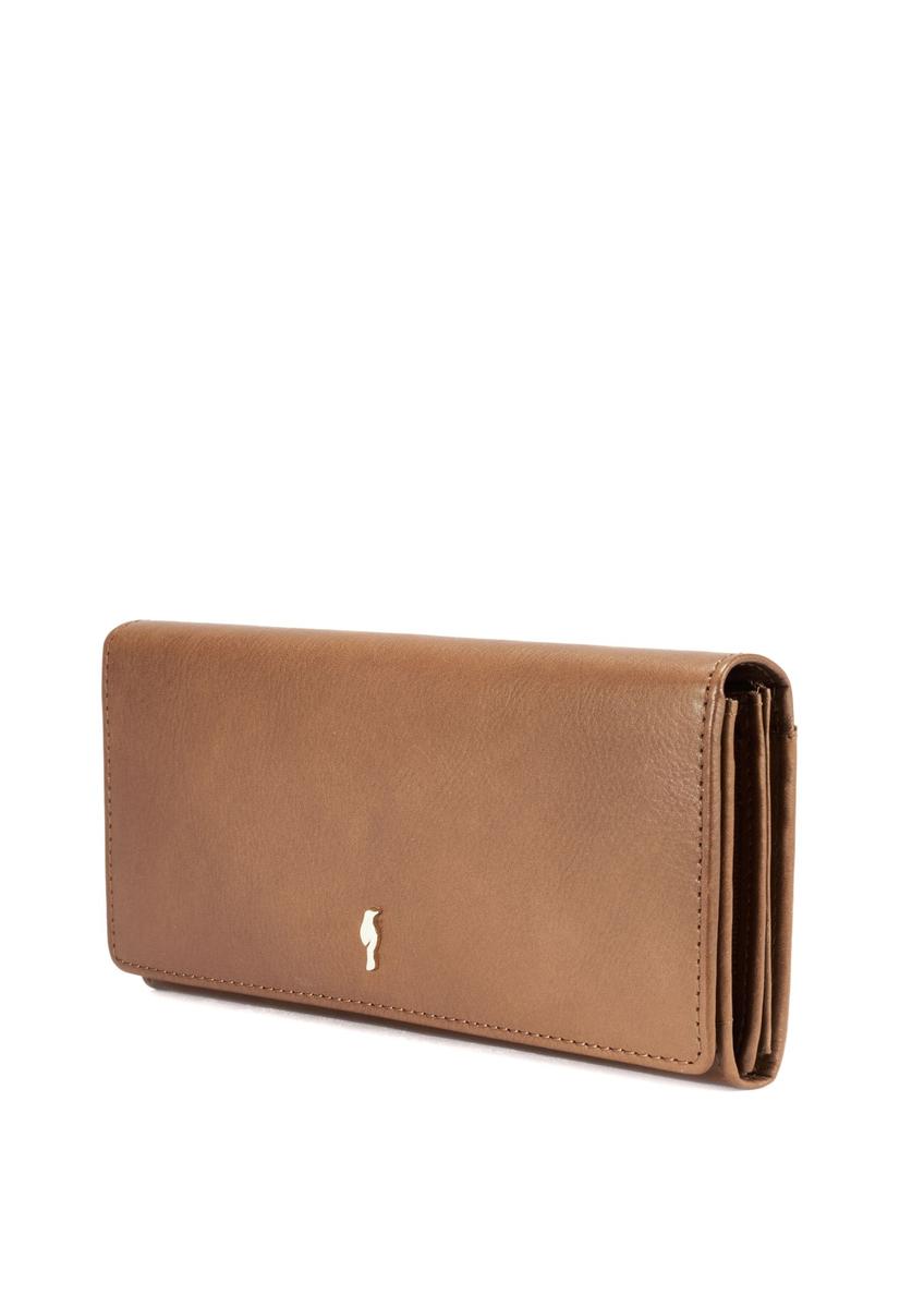Veľká hnedá kožená dámska peňaženka PORES-0962-1F(W26)