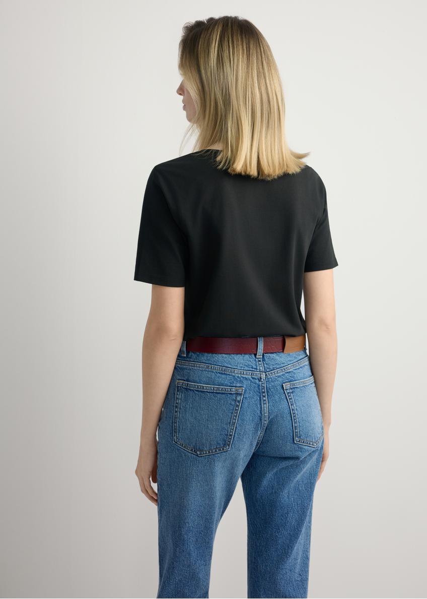 Čierne bavlnené dámske tričko TSHDT-0151-99(W26)