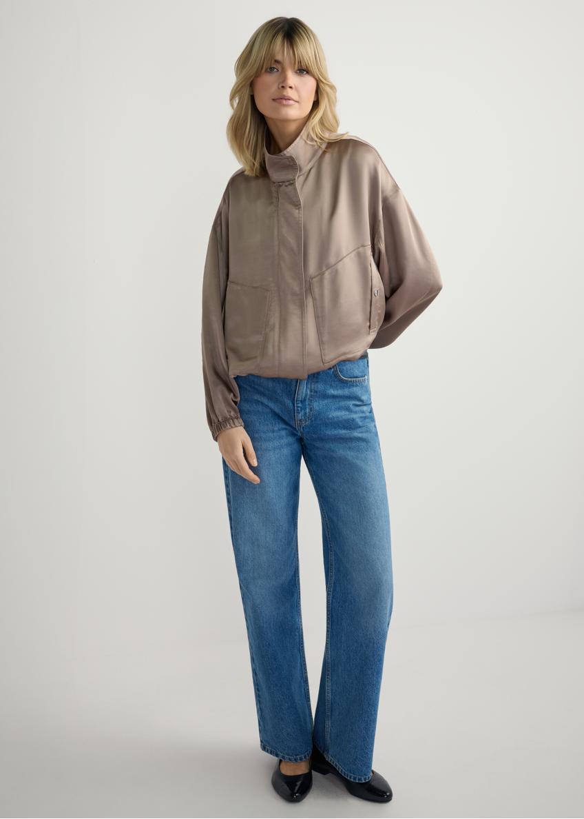 Svetlobéžová dámska bomber bunda KURDT-0627-1K(W26)