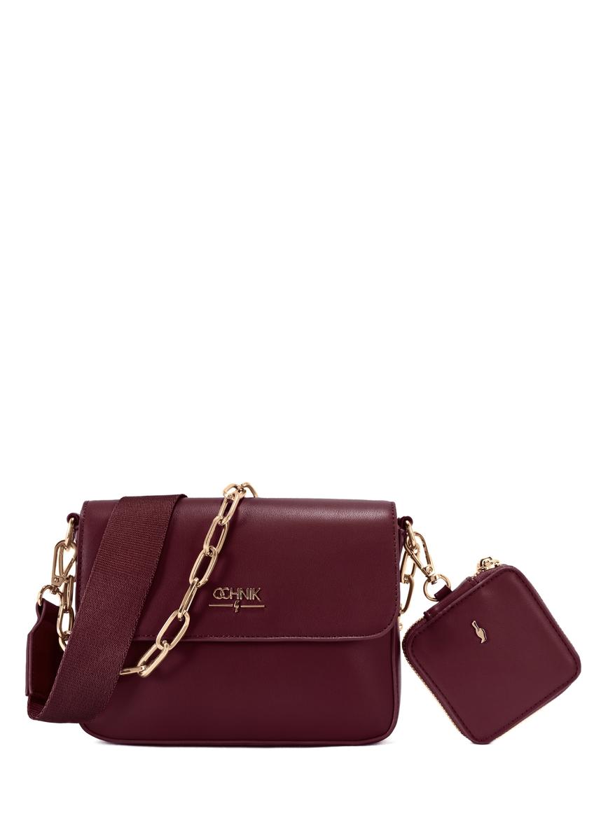 Bordová dámska crossbody kabelka s retiazkou TOREC-0767C-49(Z25)