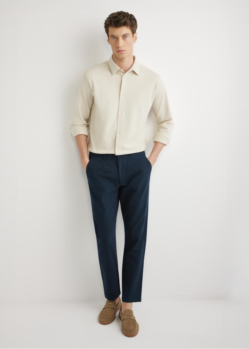 Bežová pánska bavlnená košeľa KOSMT-0356-1A(W26)