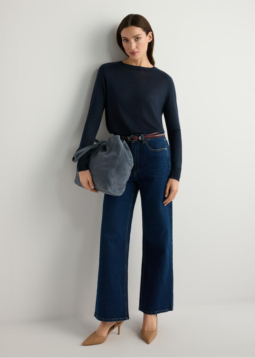 Dámska tmavomodrá kožená kabelka TORES-1252-7C(W26)