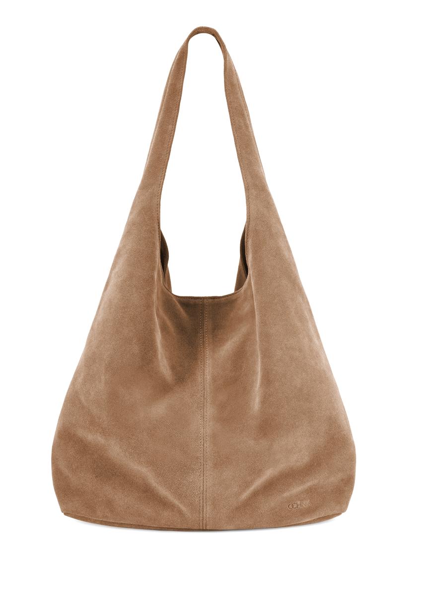 Dámska kabelka shopper z béžového semišu TORES-1177-1B(W26)