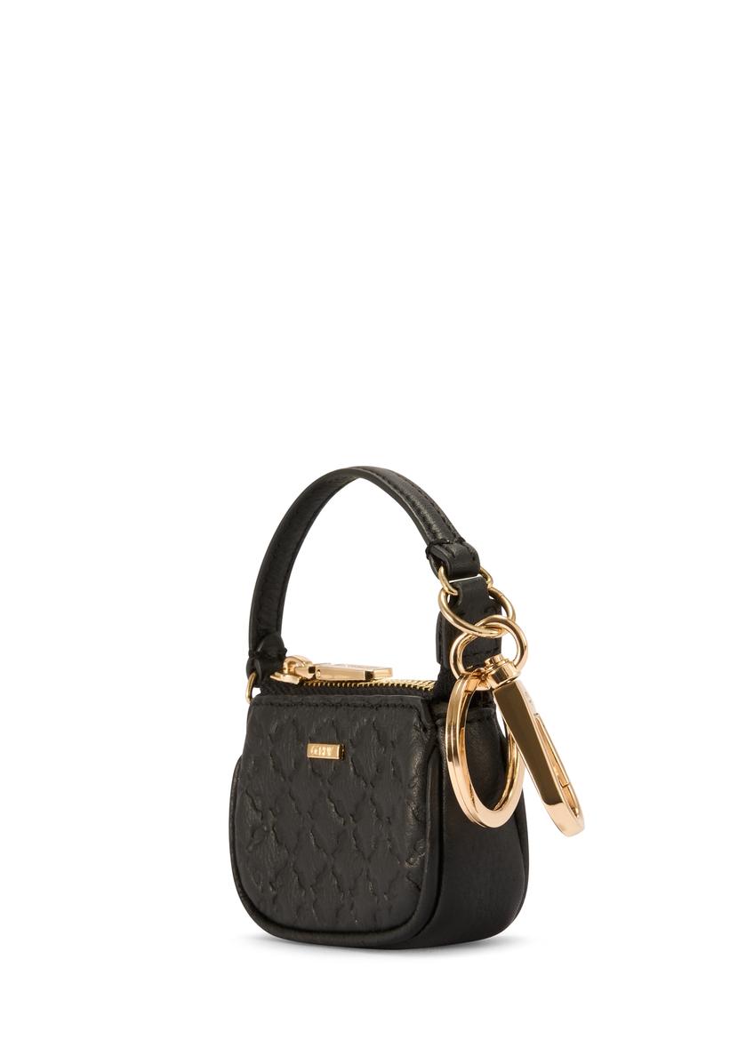 Čierny kožený prívesok na kľúče v tvare kabelky BRELOK-0211-99(Z25)