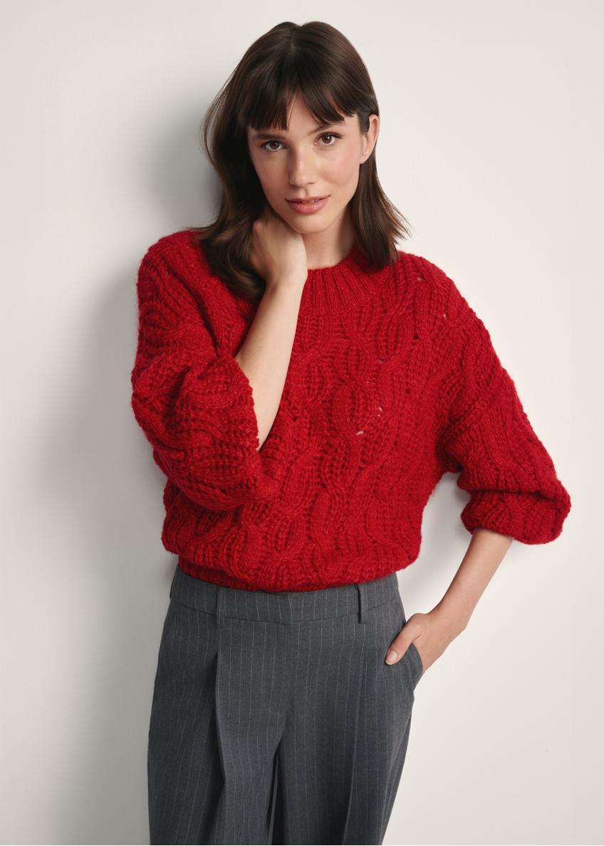 Červený dámsky sveter zo zmesi vlny SWEDT-0236-42(Z25)