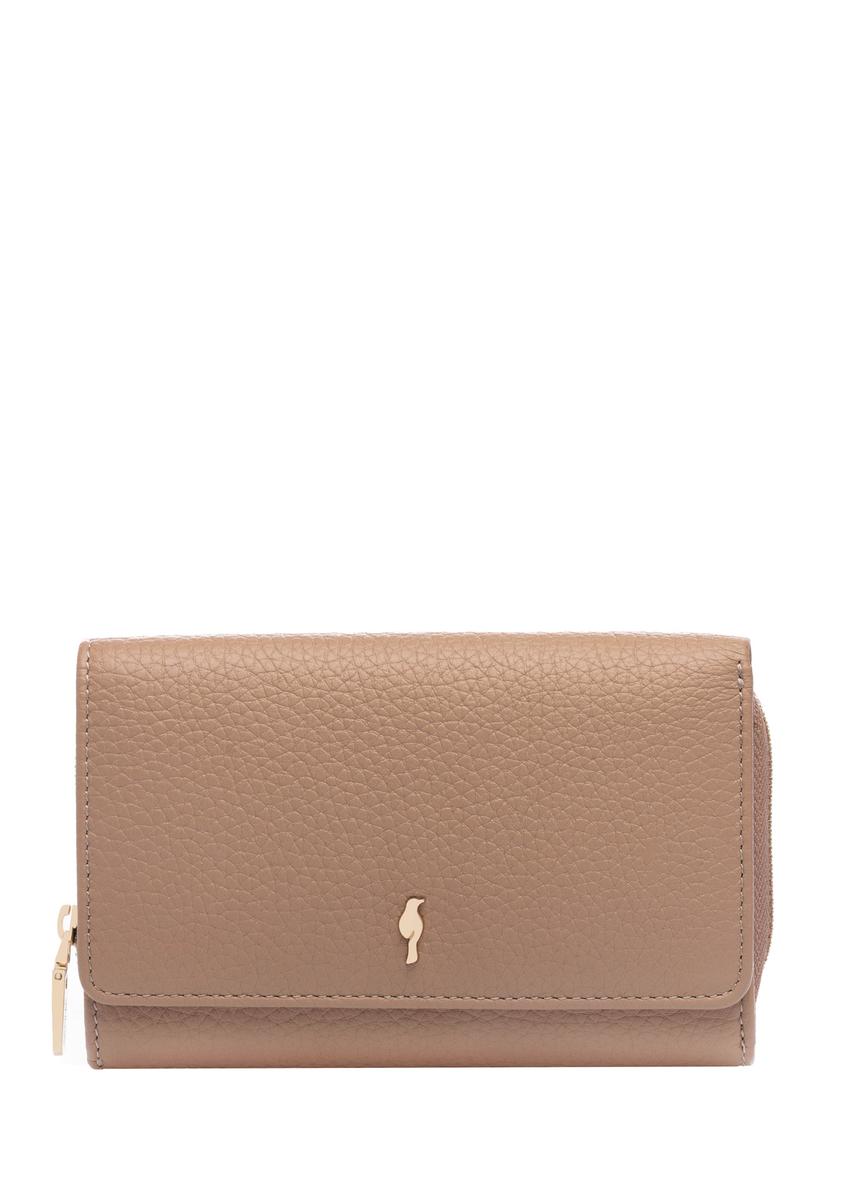 Veľká ružová kožená dámska peňaženka PORES-0801H-5D(W26), pohľad spredu na bielom pozadí.