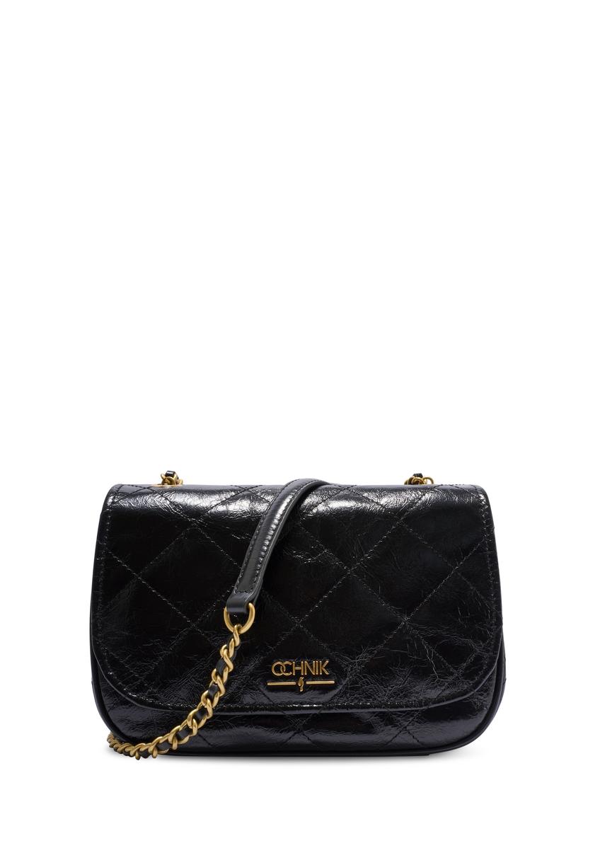 Čierna lakovaná kožená dámska kabelka TORES-1297-99(W26)