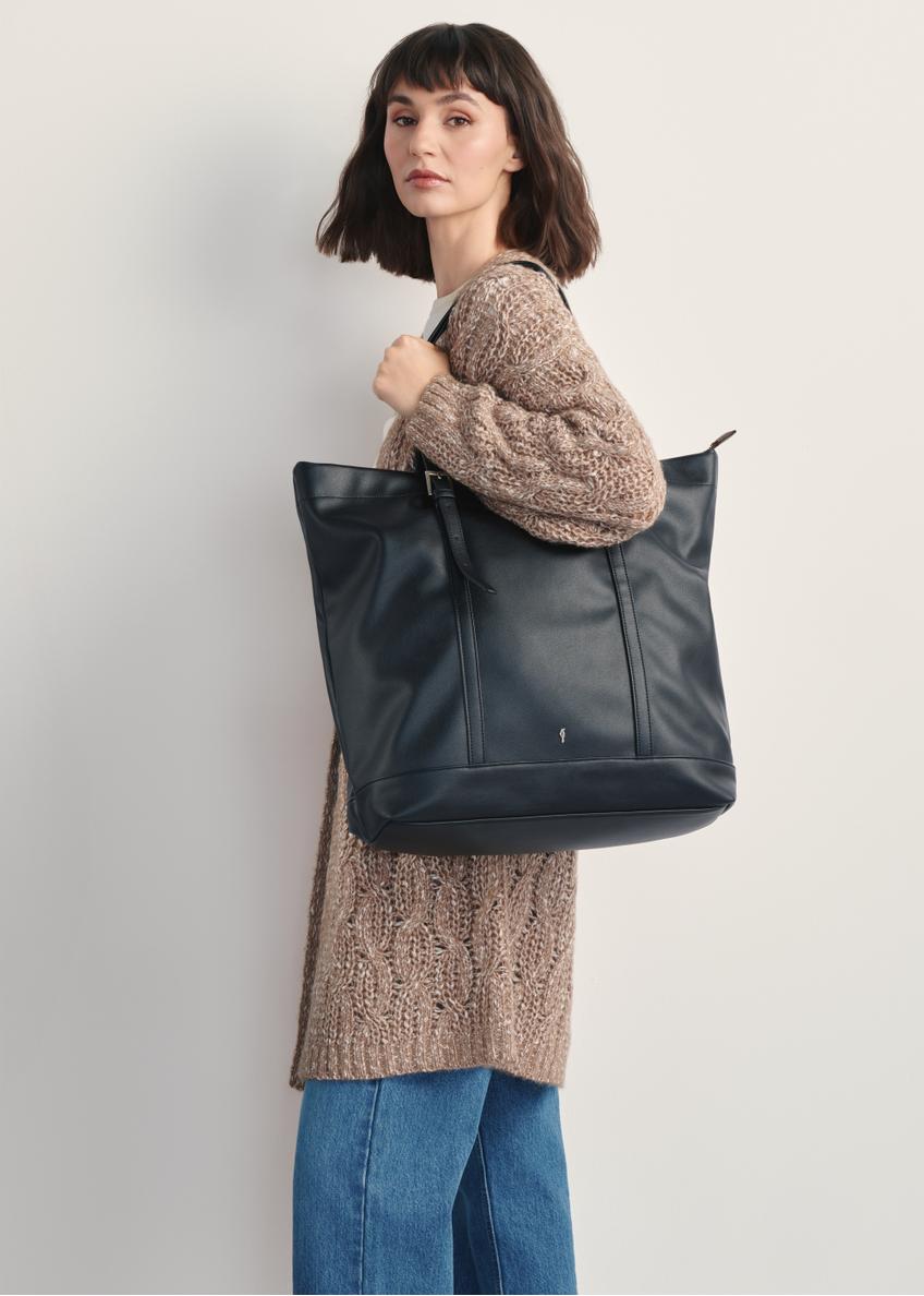 Veľká čierna dámska shopper kabelka TOREC-1067-99(Z25)