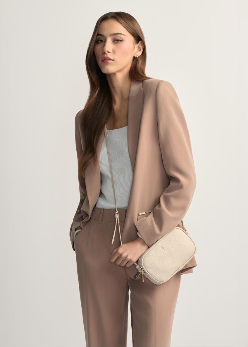 Malá dámska kožená kabelka v krémovej farbe TORES-1152-0B(W26)