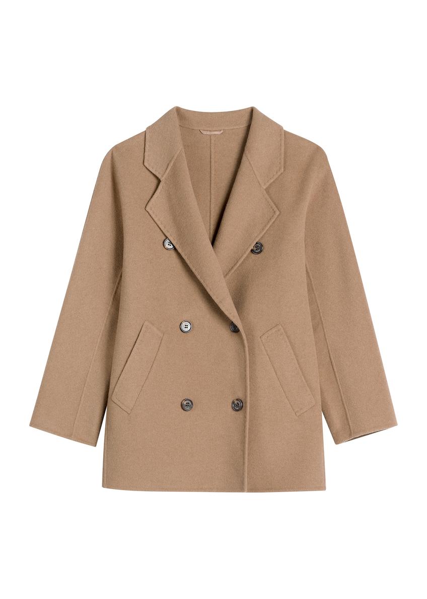 Krátky dámske kabát v kamelovej farbe PLADT-0059-1D(W26)