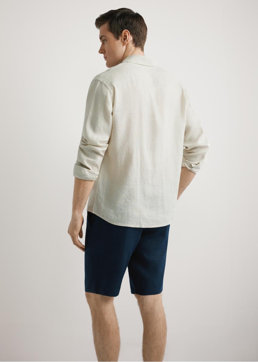 Pánska béžová ľanová košeľa KOSMT-0321A-1A(W26)