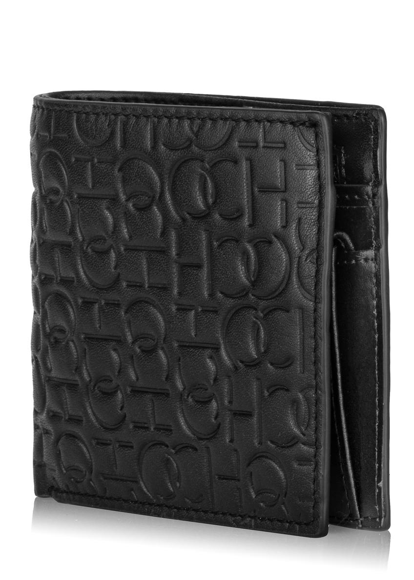 Pánska čierna kožená peňaženka s monogramom PORMS-0603-98(Z23)