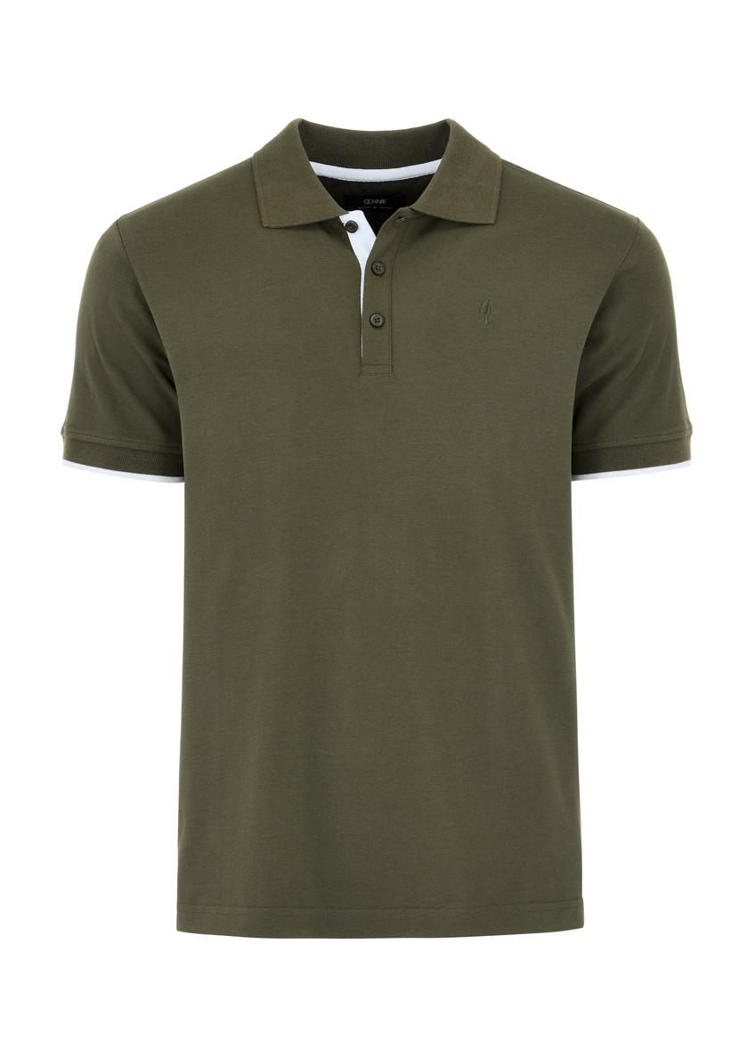 Pánske polo tričko v khaki farbe POLMT-0045A-54(W24)-03