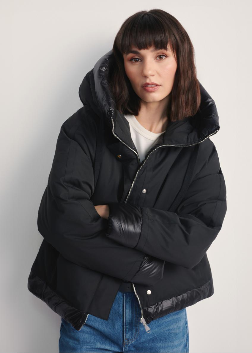 Čierna dámska bunda oversize KURDT-0605-99(Z25)