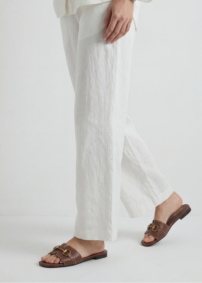 Dámske kožené šľapky v svetlohnedej farbe BUTYD-1273-1D(W26)