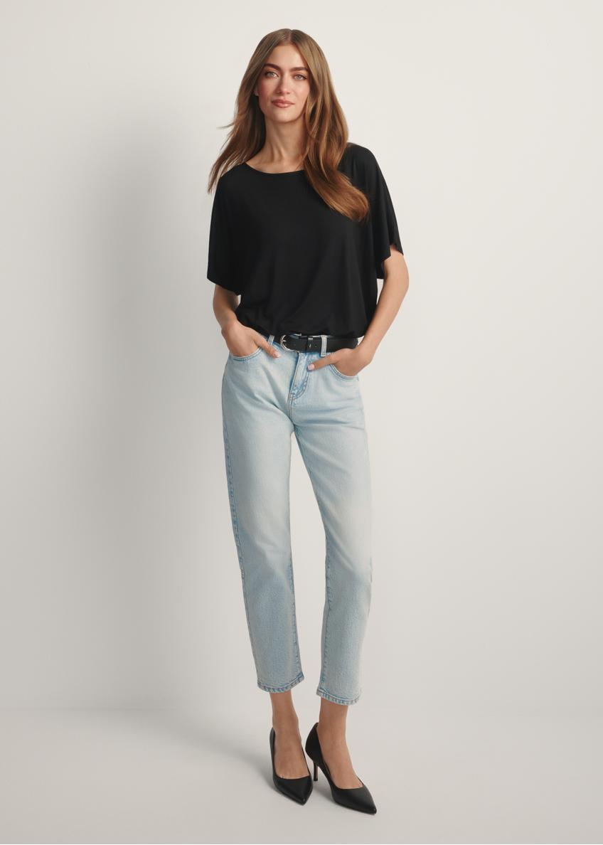 Dámska čierna rebrovaná blúzka BLUDT-0170-99(W25)