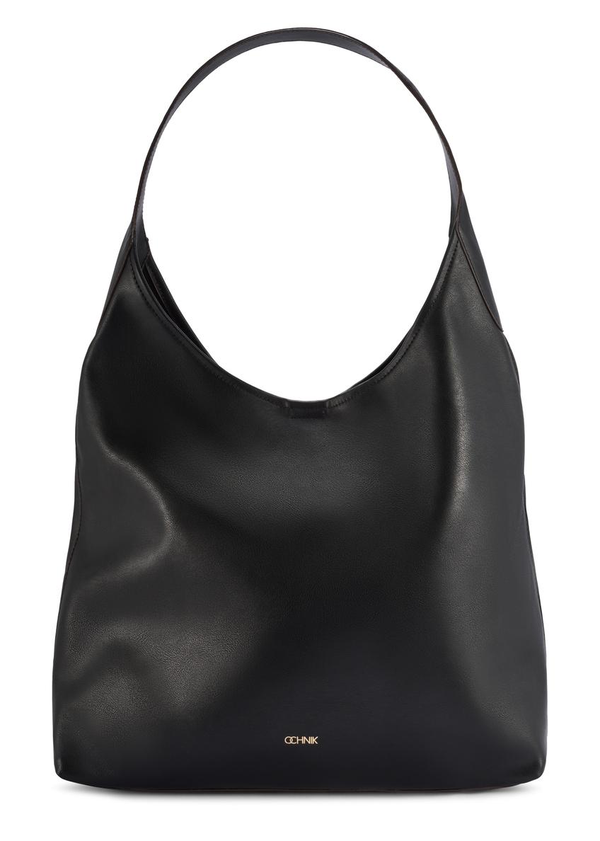 Čierna veľká dámska kabelka TOREC-1199-99(W26) - pohľad na produkt spredu, na bielom pozadí.