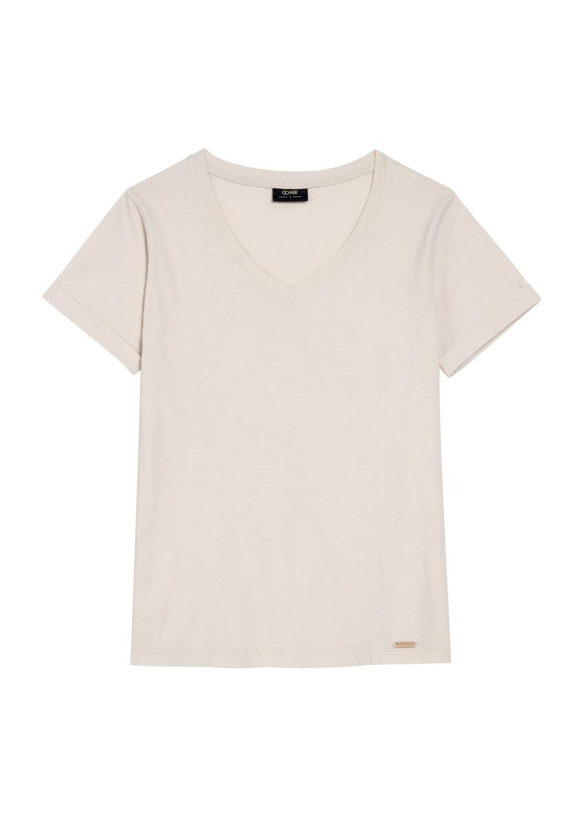 Dámske béžové tričko s výstrihom do V TSHDT-0118A-80(Z25)