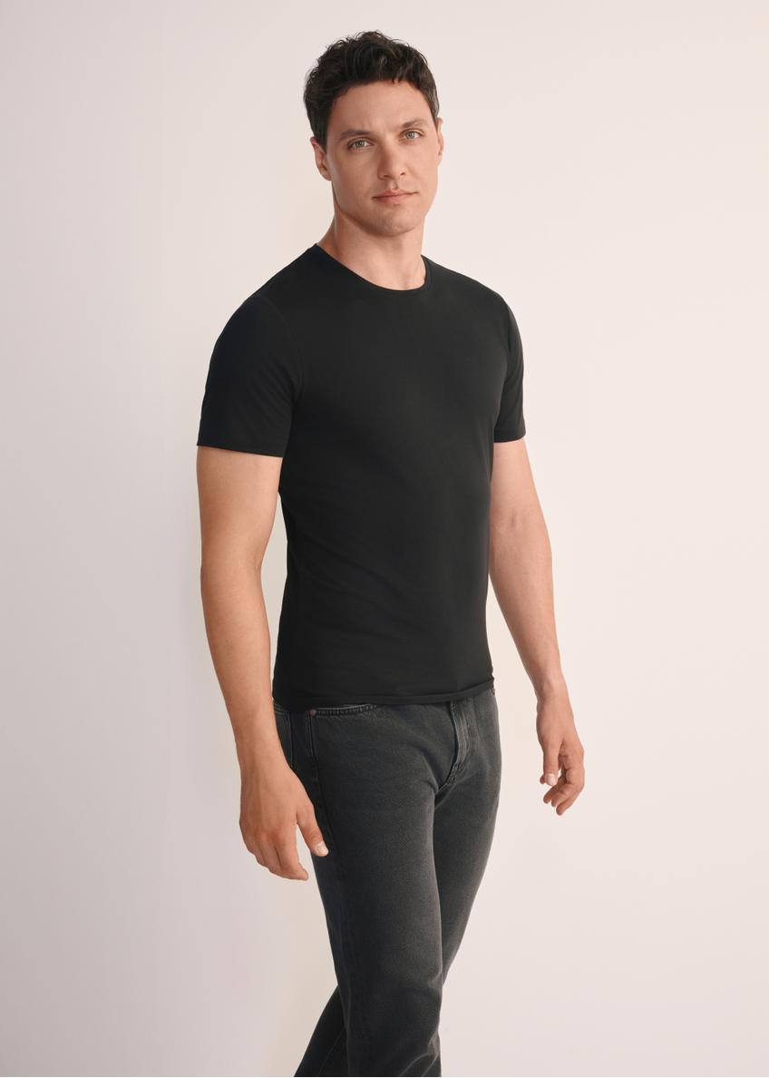 Čierne basic pánske tričko s logom TSHMT-0091-99(KS)