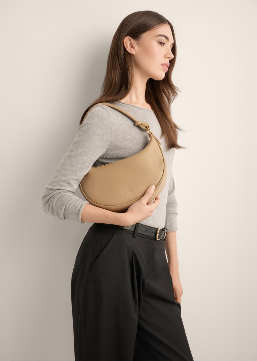 Malá béžová dámska kabelka typu hobo TOREC-1097-1B(Z26)