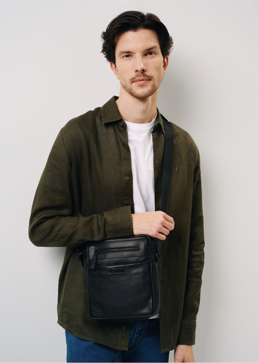 Čierna veľká kožená pánska taška crossbody TORMS-0418A-99(Z25)