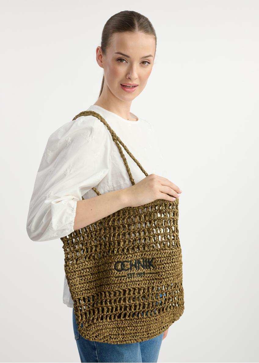 Slamená khaki dámska shopper kabelka TOREC-0924A-55(W25)