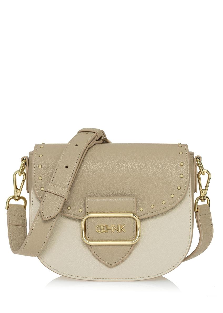 Krémová dámska crossbody kabelka s cvokmi TOREC-0880A-81(W25)