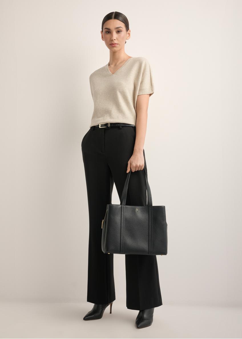 Čierna kožená shopper kabelka TORES-1342-9I(Z26)