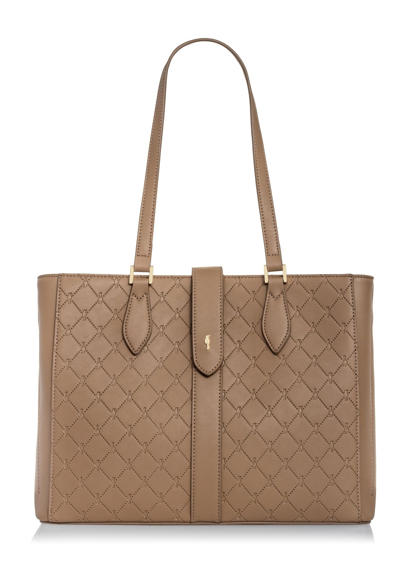 Béžová dámska kabelka s monogramom TOREC-0831A-81(Z25)