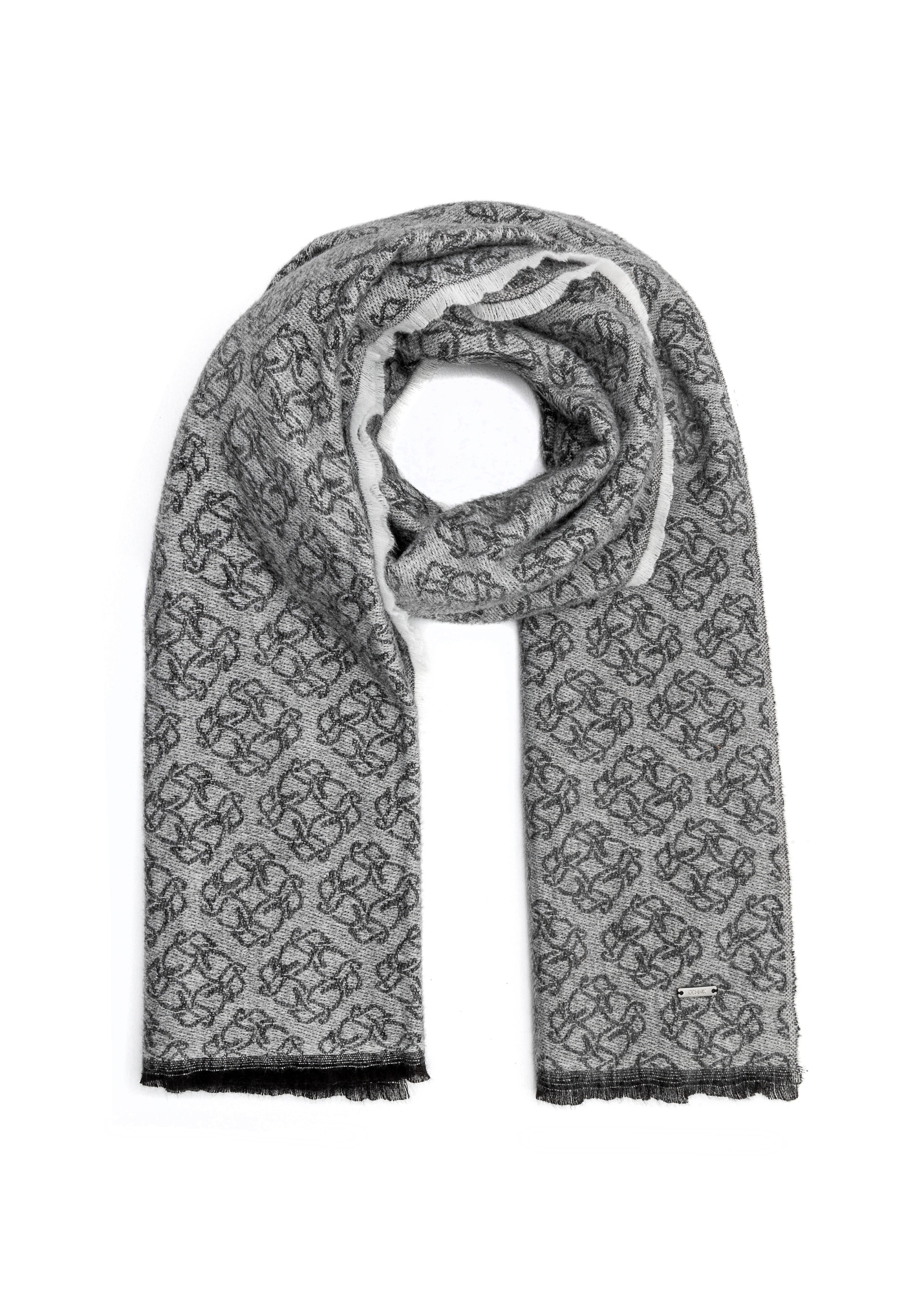 Veľká sivá dámska šatka s monogramom SZADT-0130A-91(Z25)