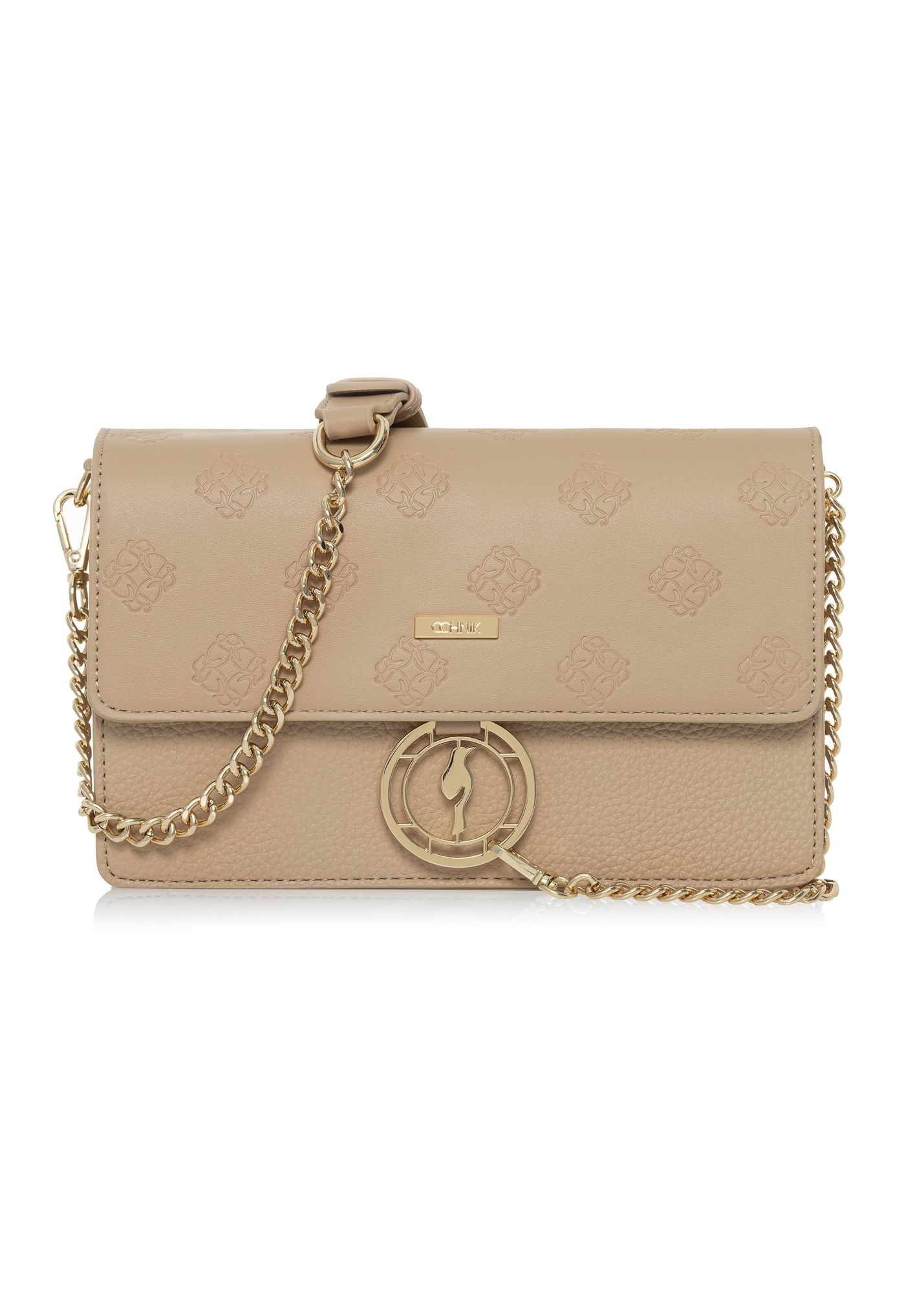 Béžová dámska kabelka s monogramom TOREC-0536B-81(W25)