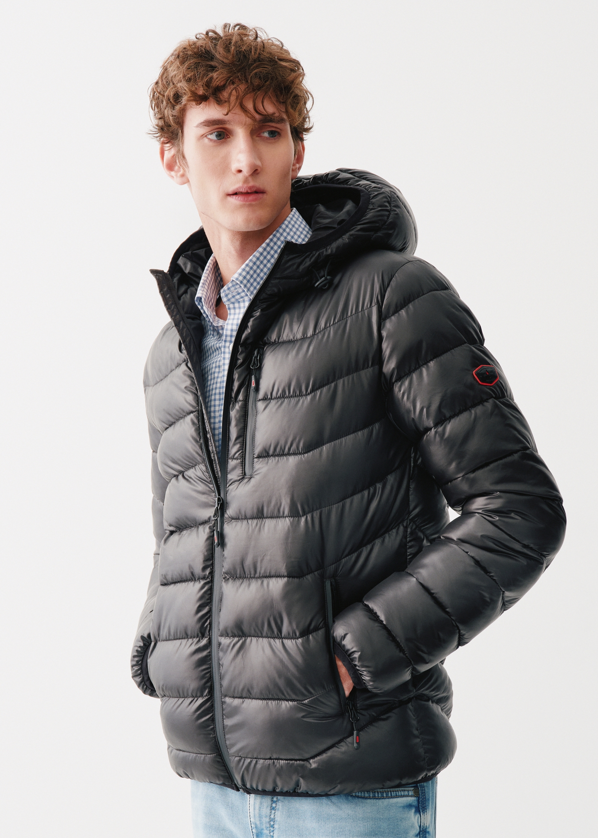 Zateplená pánska bunda v štýle páperovej bundy KURMT-0249-98(Z24)