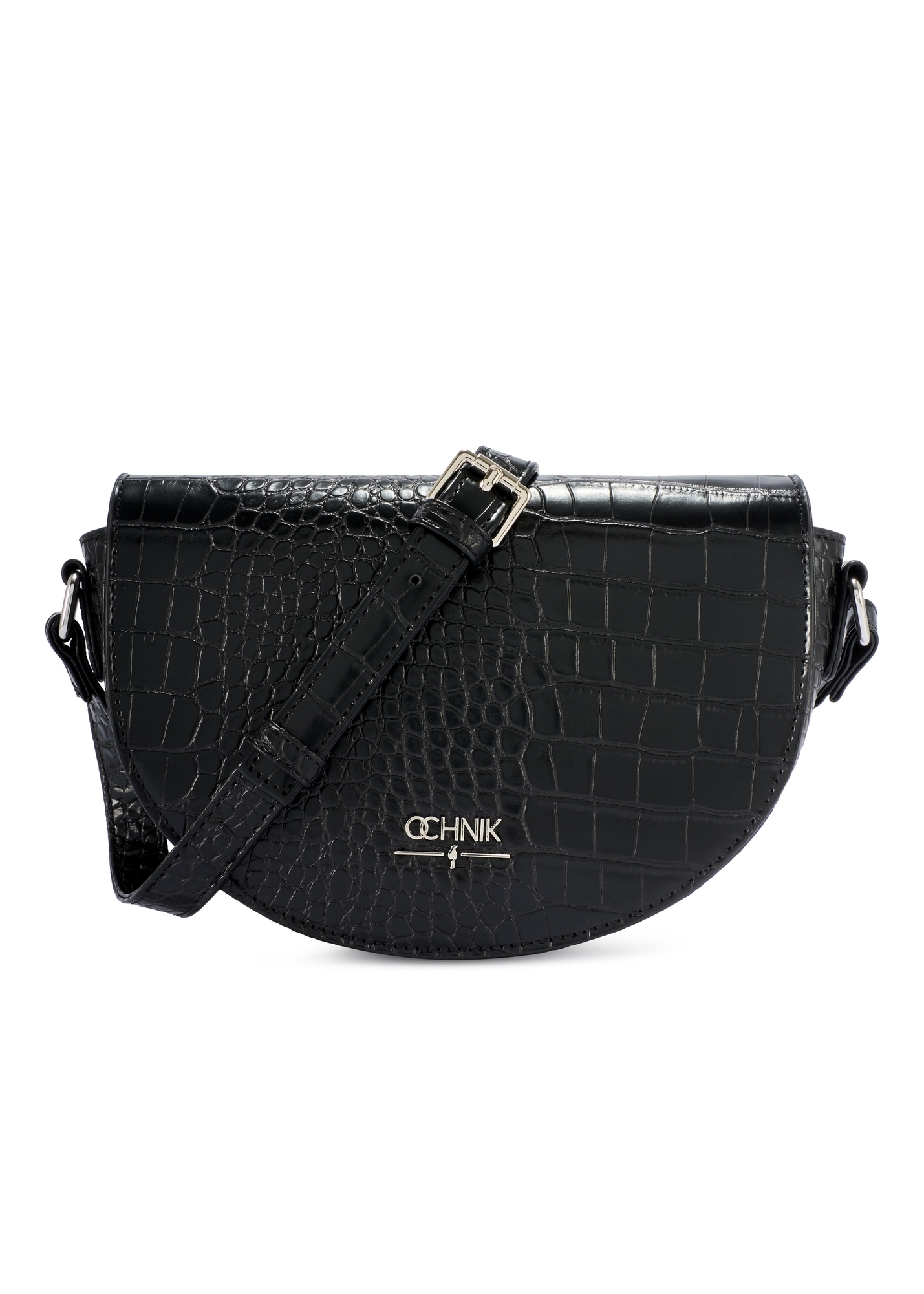 Čierna polkruhová dámska kabelka croco TOREC-1184-9G(W26)