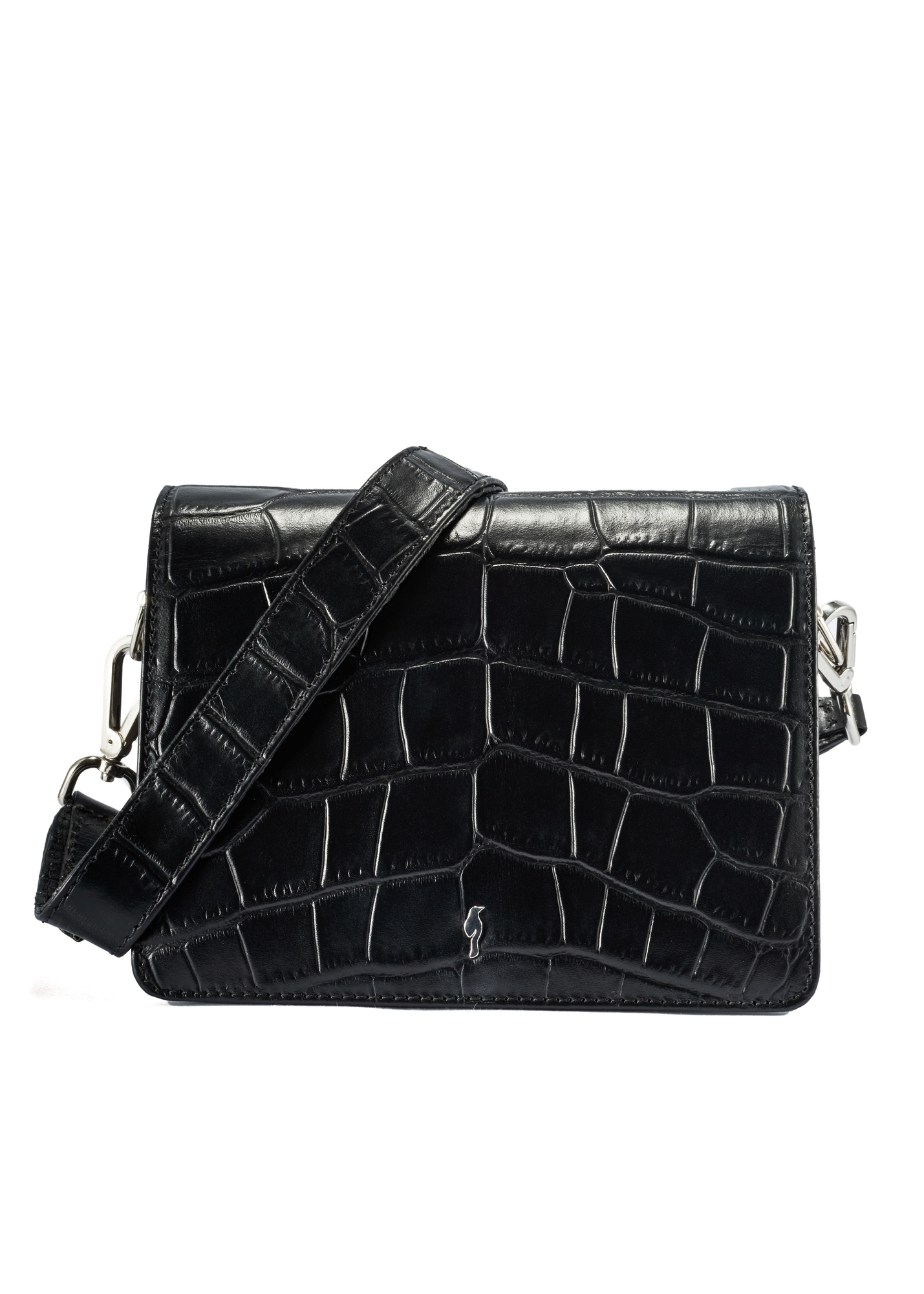 Čierna kožená kabelka s motívom krokodílej kože TORES-1176-99(Z25)