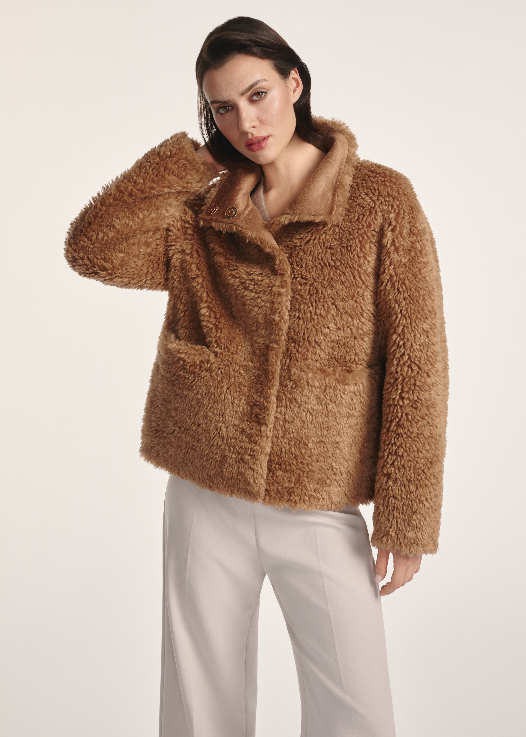 Dámsky hnedý kožuch FUTDP-0021B-89(Z25)