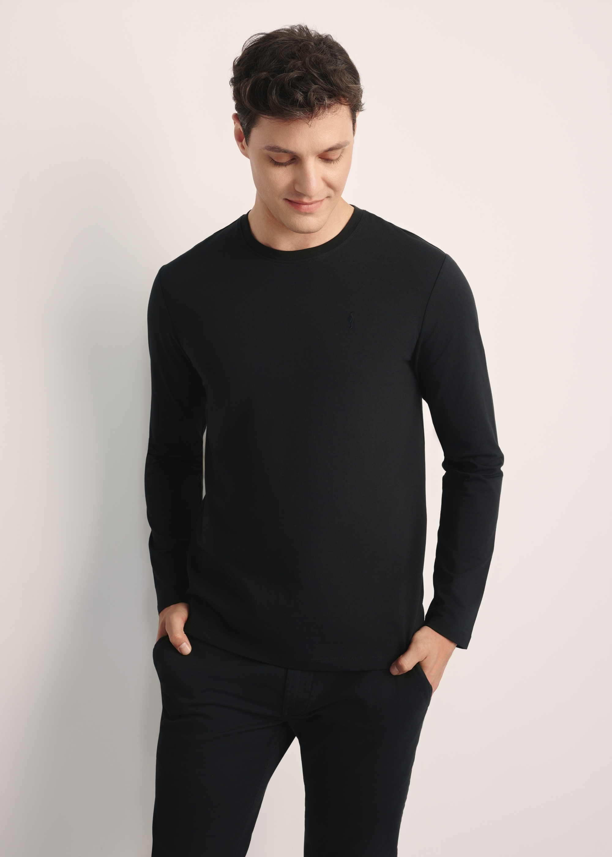 Čierne pánske s dlhým rukávom LSLMT-0008-99(Z25)