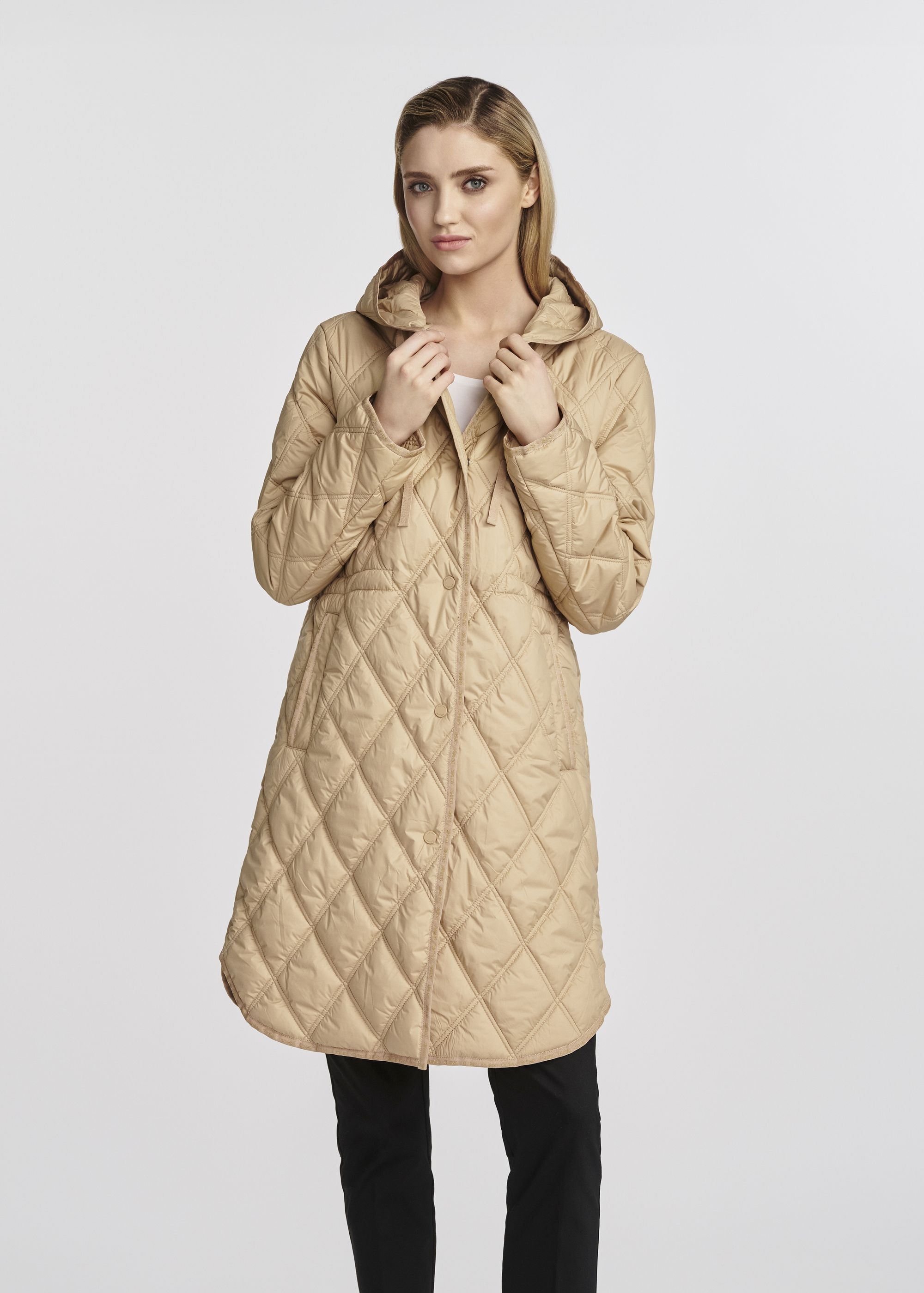Béžová prešívaná dámska bunda KURDT-0579-81(W25)