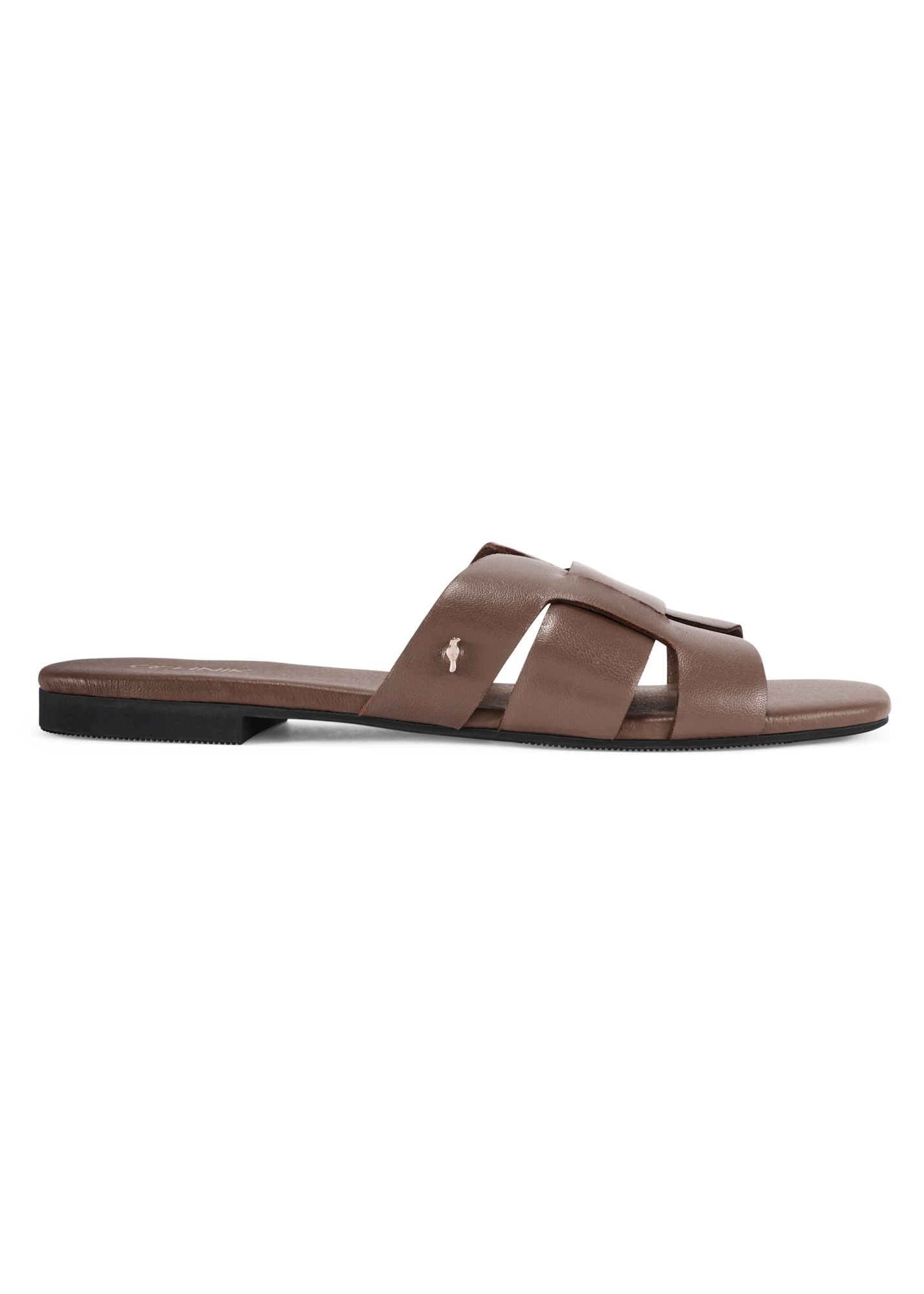 Dámske šľapky s hnedými pletenými detailmi BUTYD-0904D-1K(W26)